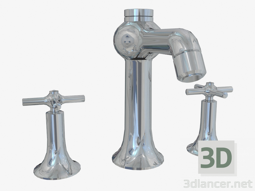 3d model Bath mixer with two separate valves - preview