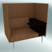 3d model Silla con respaldo alto y mesa de esquema, derecha (Refine Cognac Leather, Polished Aluminum) - vista previa