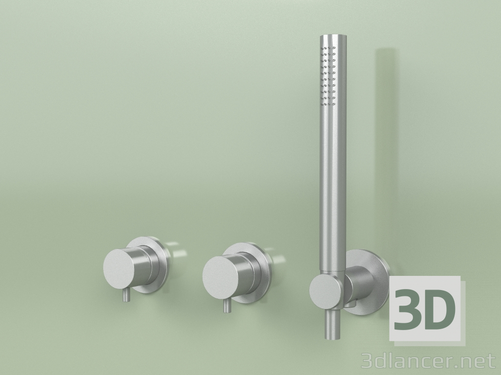 3d model Mezcladores de pared con teleducha de acero inoxidable (13 68, AS) - vista previa