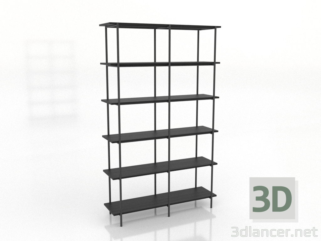 3D modeli Raf 4 1200X350X1950 mm (siyah RAL 9005) - önizleme 3D modeli Raf 4 1200X350X1950 mm (siyah RAL 9005) - önizleme