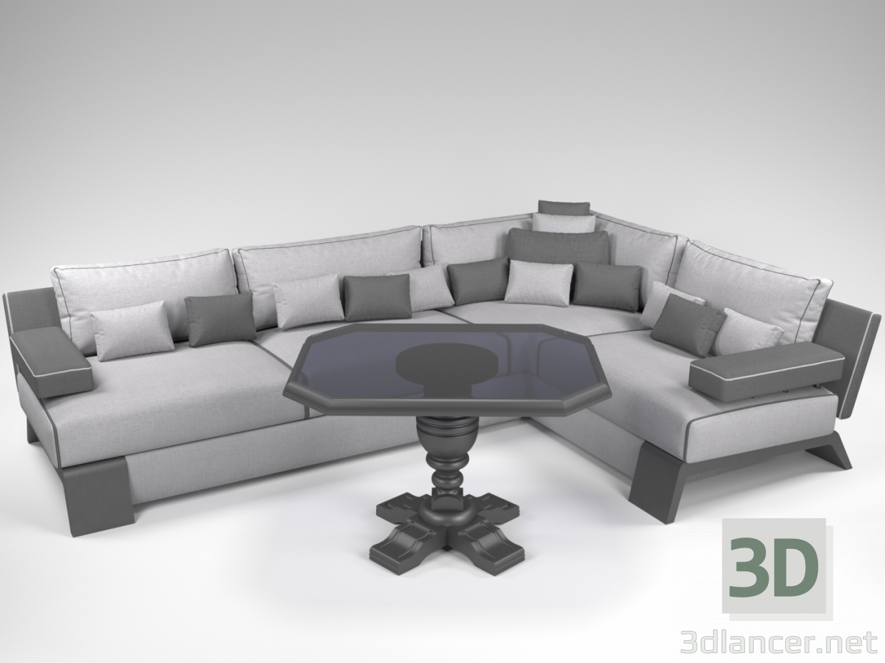 3d Sofa and Table model buy - render