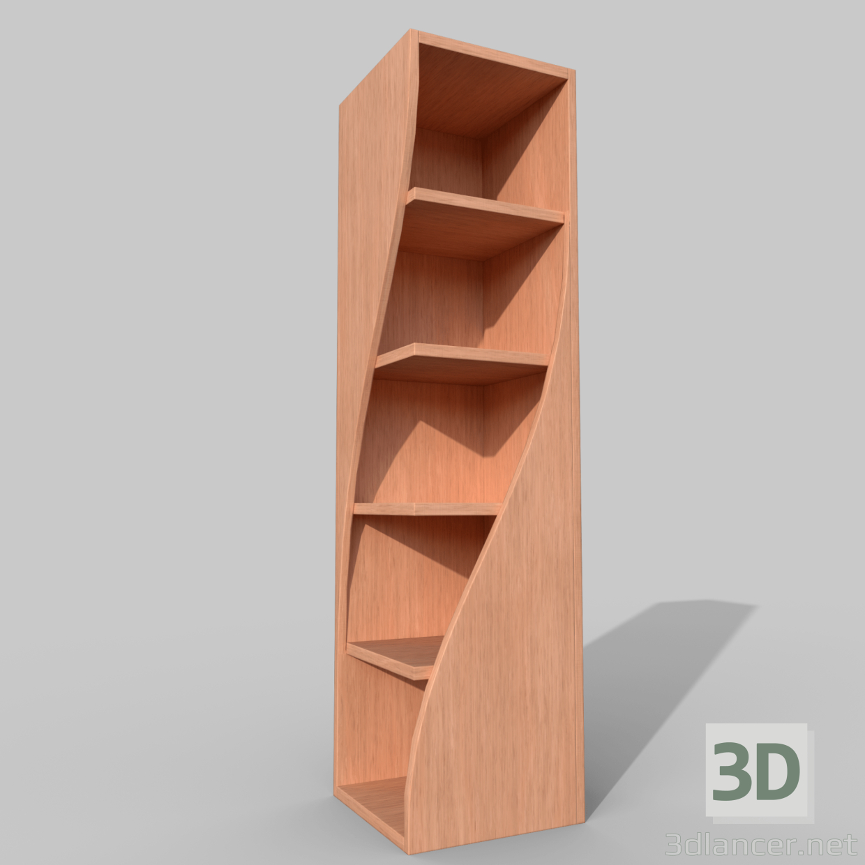 modello 3D di libreria arrotondata comprare - rendering