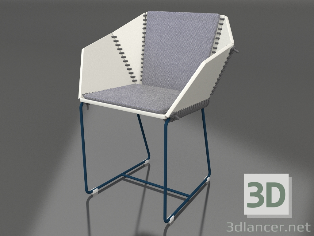 modèle 3D Chaise de salle à manger (gris bleu) - preview