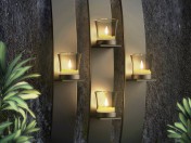 Metal Modern Art Wall Mount Candle Votive Holder Sconce Set