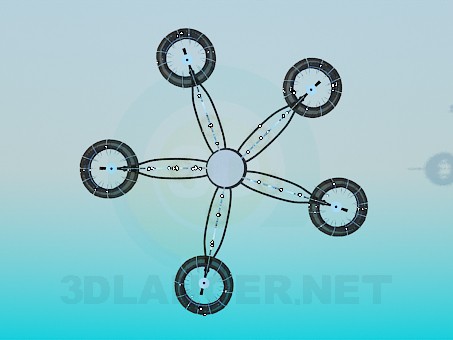 3D modeli Yüzük olarak tavan ile modern avize - önizleme