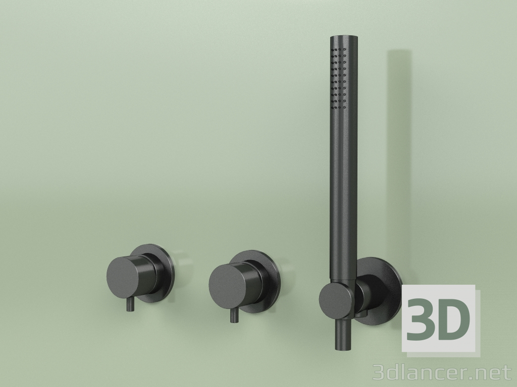 3d model Mezcladores de pared con ducha de mano de acero inoxidable (13 68, ON) - vista previa