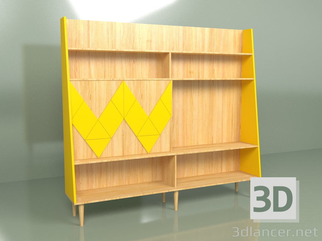 3d модель Стінка Woo Wall фарбована (жовто-гірчичний) – превью