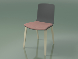 Silla 3979 (4 patas de madera, polipropileno, con una almohada en el asiento, abedul blanco)