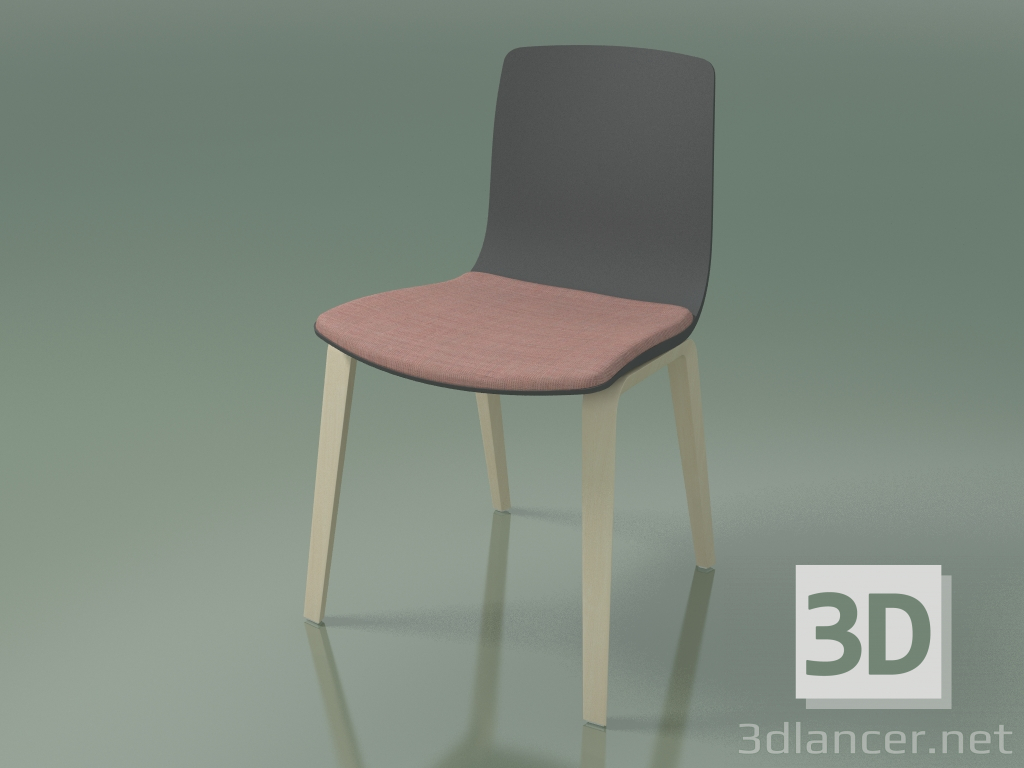 3d model Chair 3979 (4 wooden legs, polypropylene, with a pillow on the seat, white birch) - preview