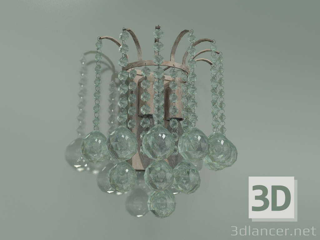 3d model Aplique 3299-2 (blanco con Strotskis de cristal dorado claro) - vista previa