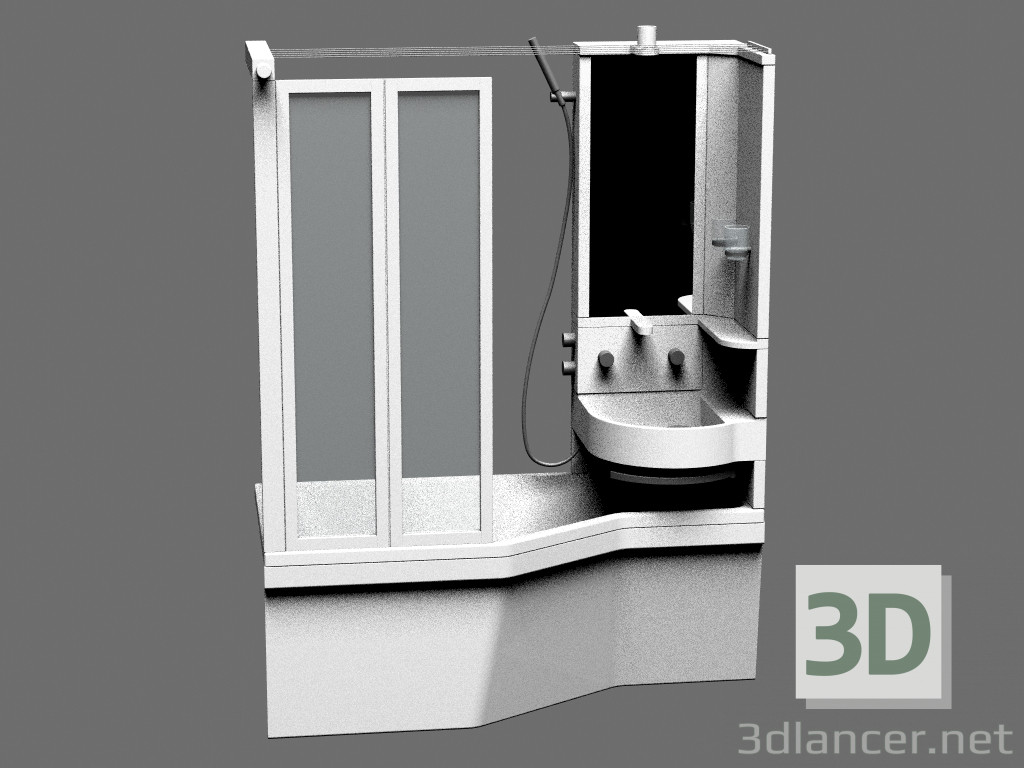 3d модель Стовпець + умивальник + баня-1500 – превью