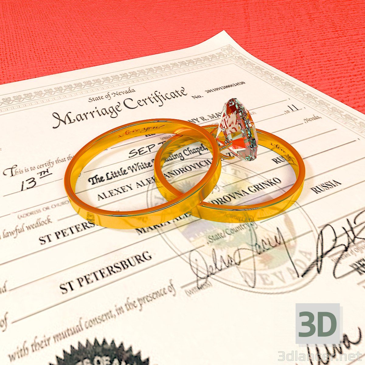 3d model Wedding rings - preview