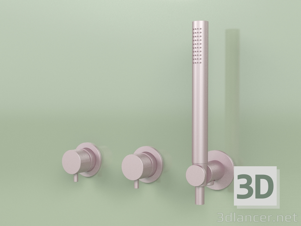 3d model Grifos de pared con ducha de mano de acero inoxidable (13 68, OR) - vista previa