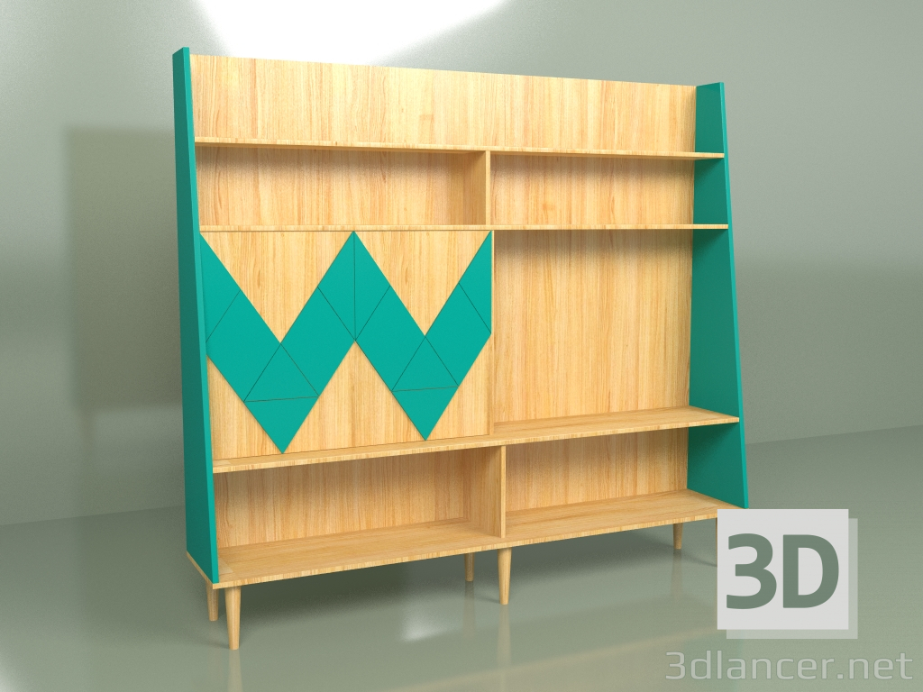 modello 3D Wall Woo Muro dipinto (turchese) - anteprima