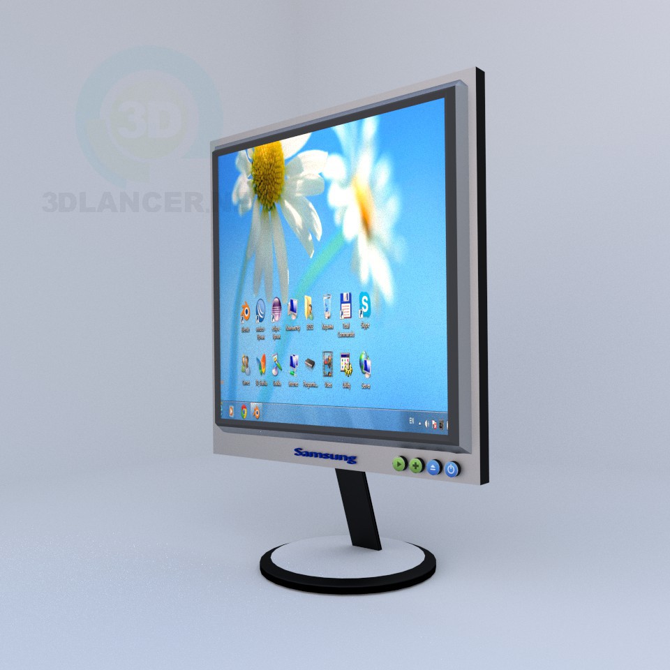 3d model monitor - vista previa