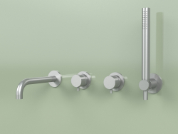 Wall-mounted mixer with wall-mounted shower (13 69, AS)