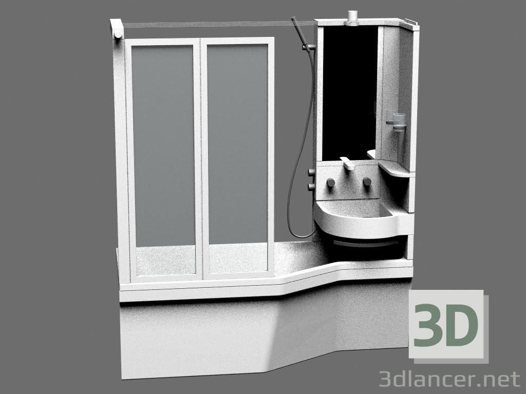 3d model Column + washbasin + bath-1700 - preview