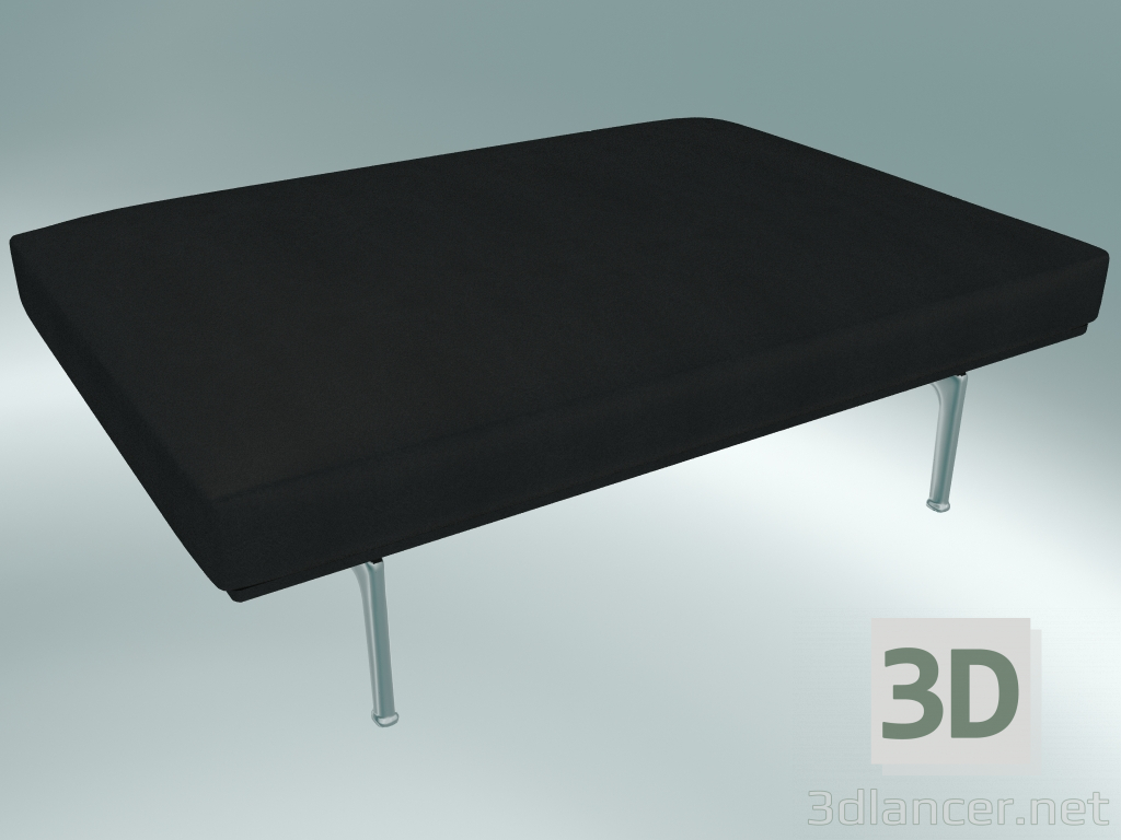 3D Modell Pouf Outline (Refine Black Leather, Poliertes Aluminium) - Vorschau