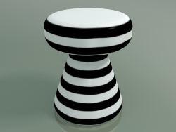 Table d'appoint, pouf, street InOut (44, céramique blanche avec rayures noires)