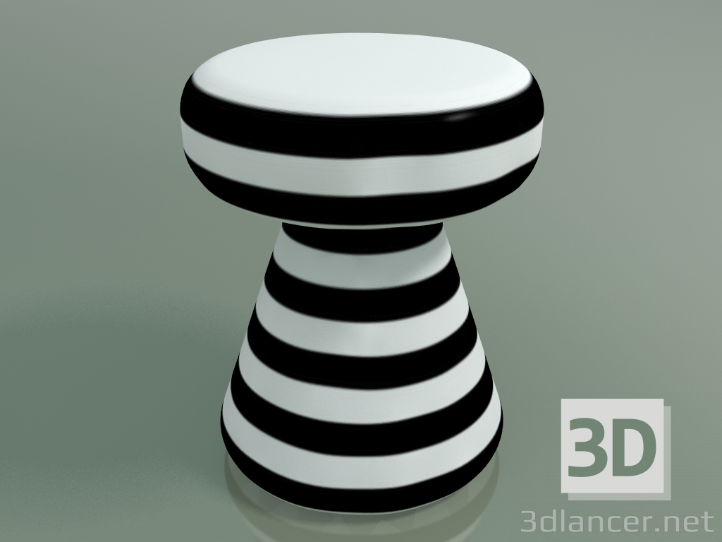 Modelo 3d Mesa de apoio, otomano, rua InOut (44, Cerâmica branca com listras pretas) - preview