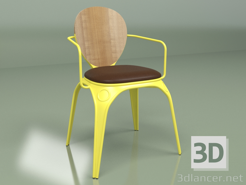 3D Modell Louix Stuhl mit Kissen (gelb matt) - Vorschau