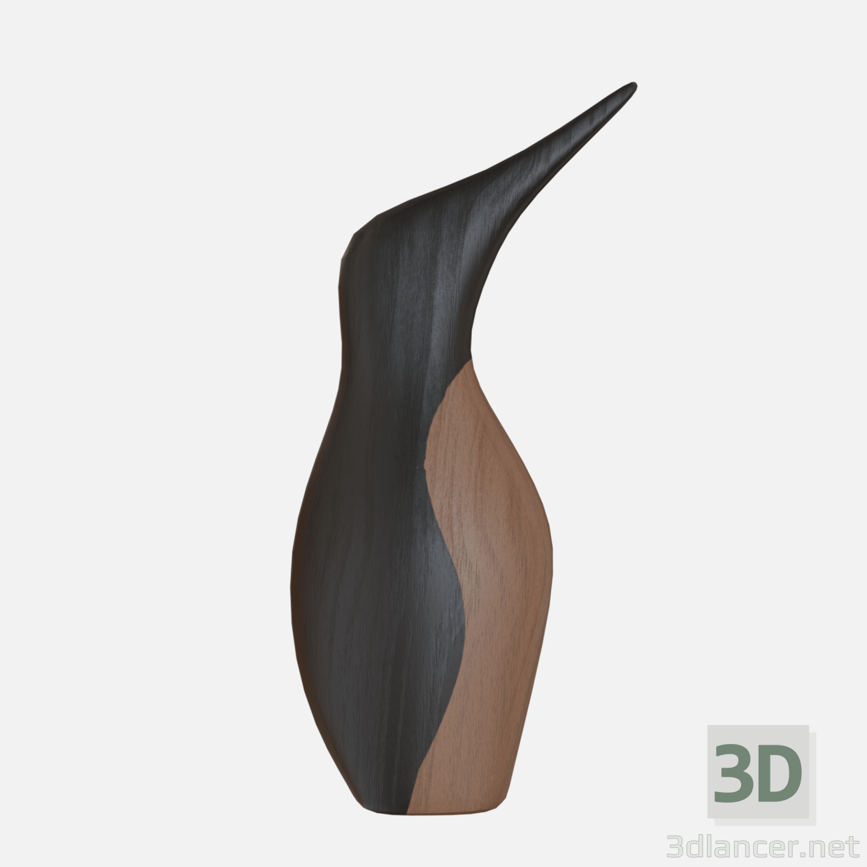 3d Wood penguin model buy - render