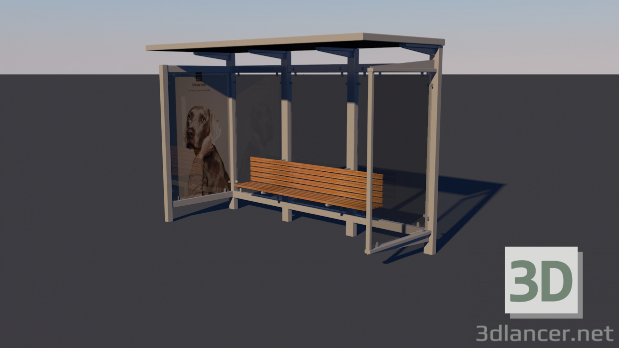 3d Bus stop Low-poly 3D model model buy - render