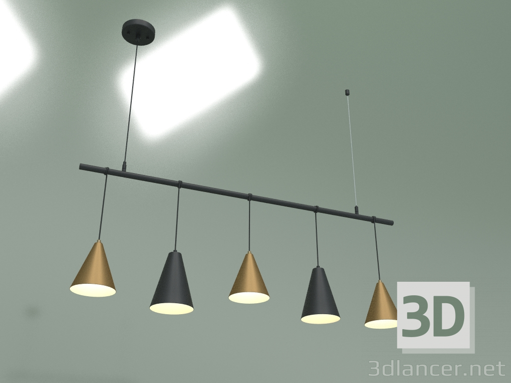 Modelo 3d Candeeiro suspenso Castle 50088-5 (preto-ouro) - preview