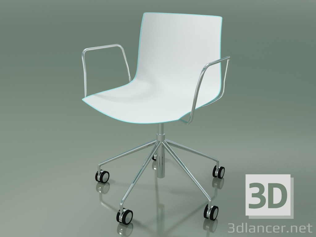 modèle 3D Chaise 0294 (5 roues, avec accoudoirs, sans rembourrage, polypropylène bicolore) - preview