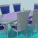 Modelo 3d Mesa de jantar com cadeiras - preview