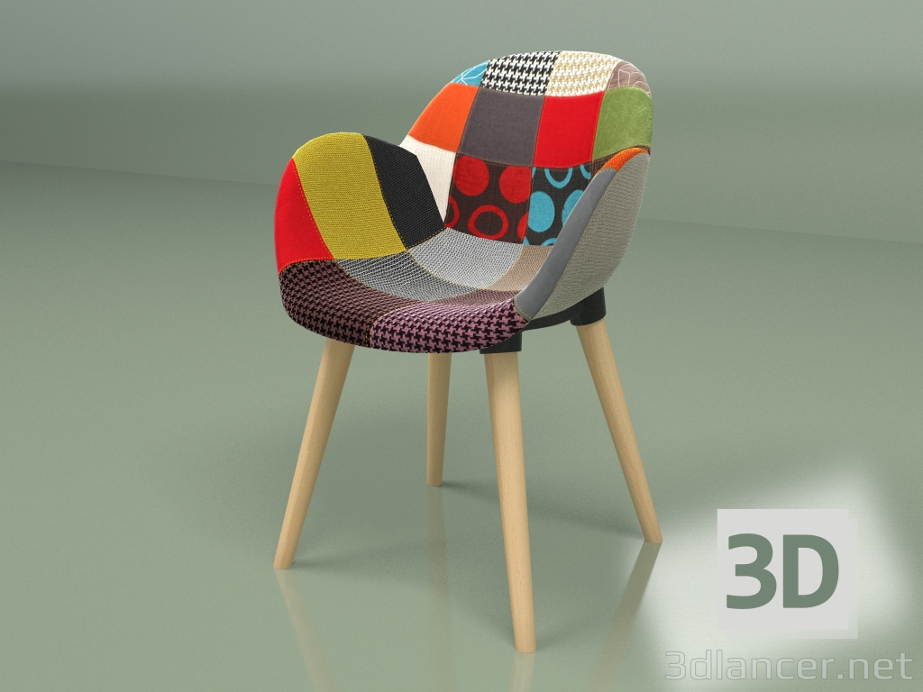 Modelo 3d Cadeira de retalhos (multicolorida) - preview