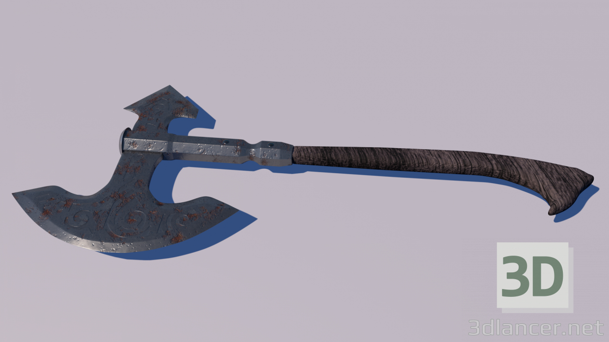 3d Medieval axe Low-poly 3D model модель купить - ракурс