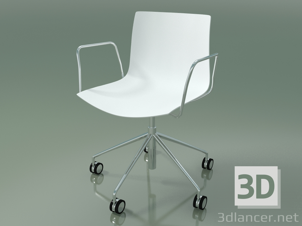 modello 3D Sedia 0294 (5 ruote, con braccioli, senza rivestimento, polipropilene PO00101) - anteprima