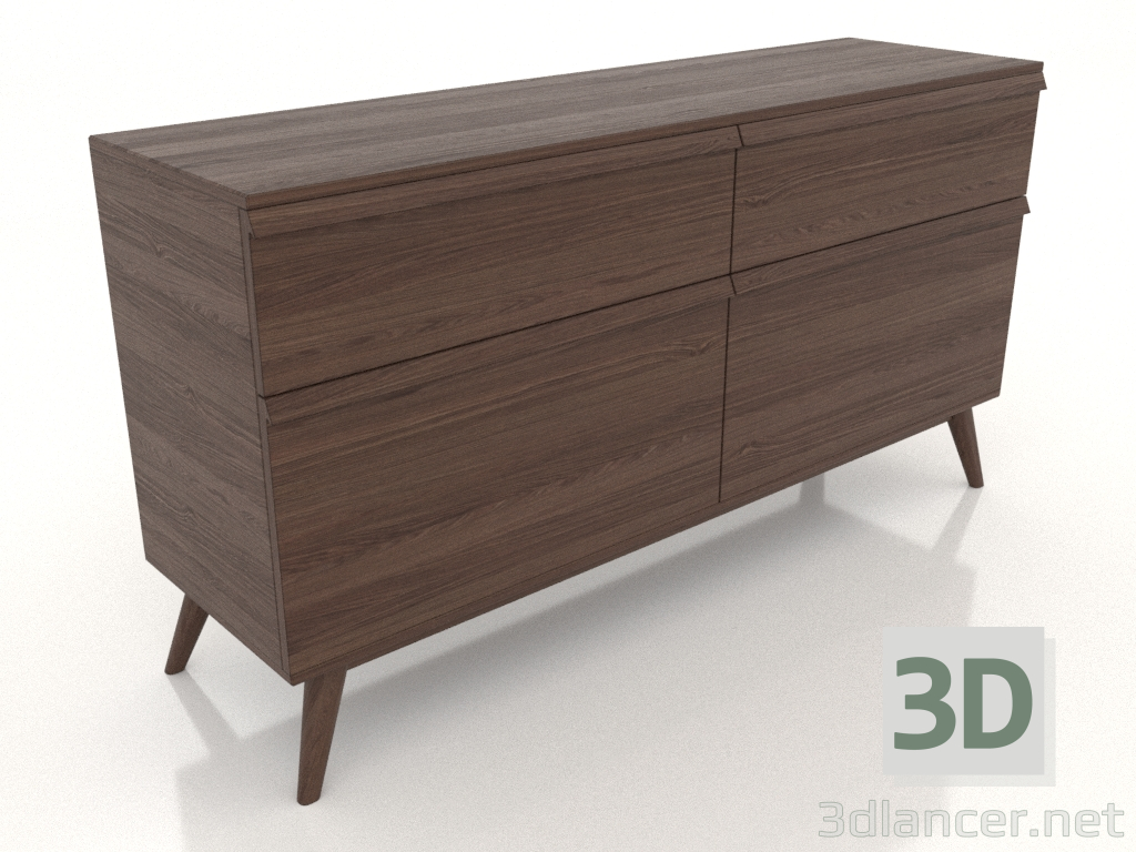 3d model Cómoda 1 1500x400x800 (nogal oscuro) - vista previa