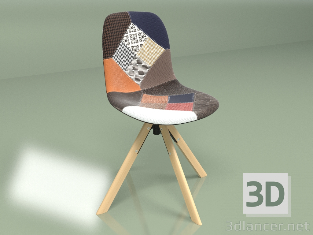 3d model Silla Tapizado Patchwork - vista previa