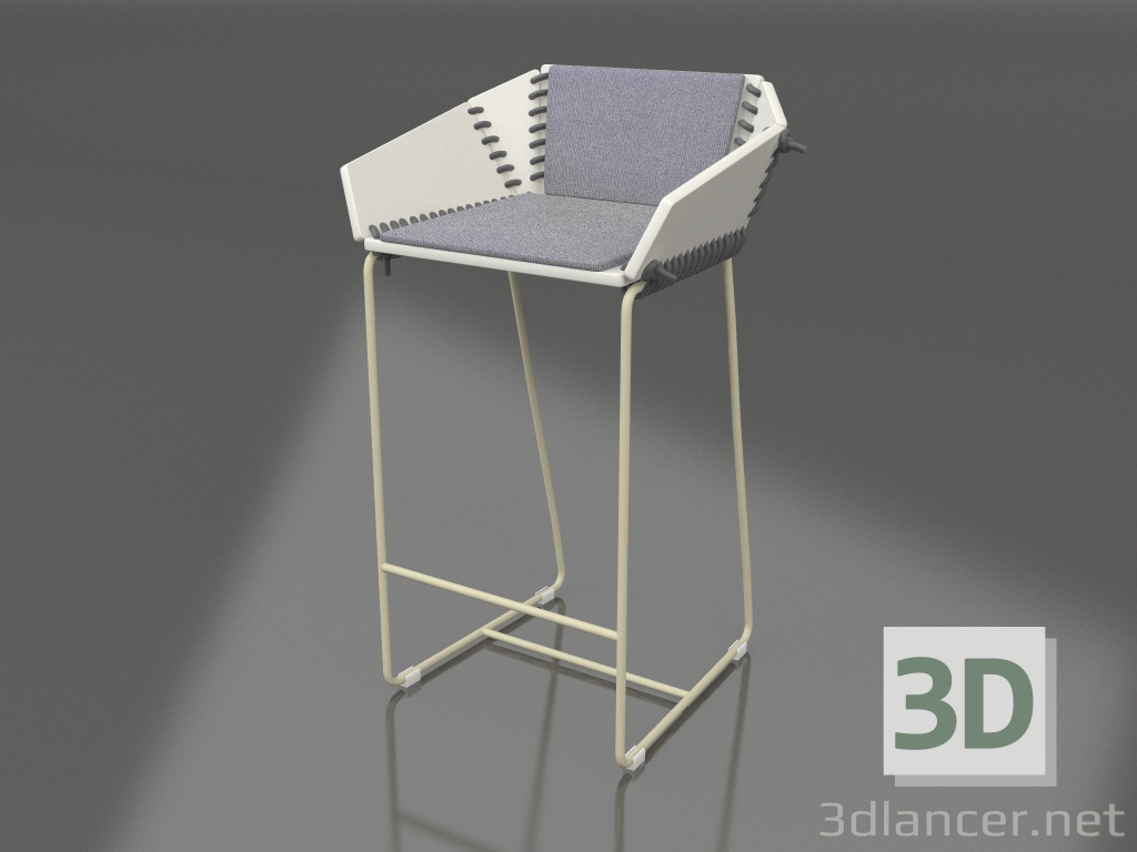 modèle 3D Chaise semi-bar avec dossier (Or) - preview