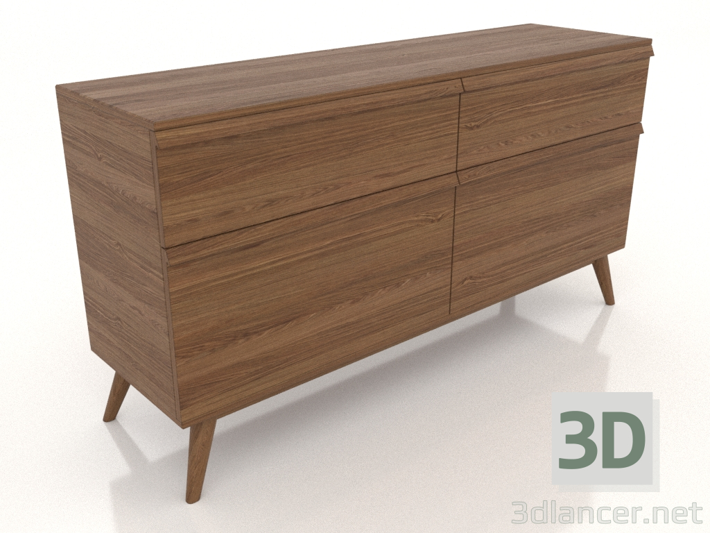 3d model Chest of drawers 1 1500x400x800 (light walnut) - preview