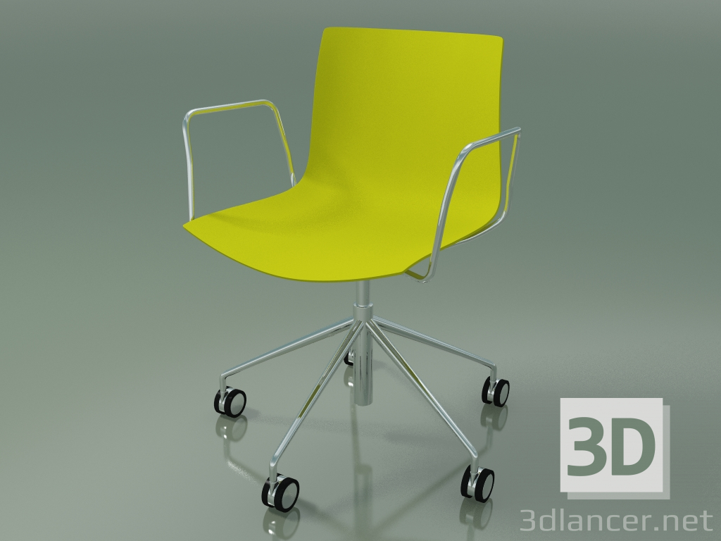 3d model Silla 0294 (5 ruedas, con reposabrazos, sin tapizado, polipropileno PO00118) - vista previa