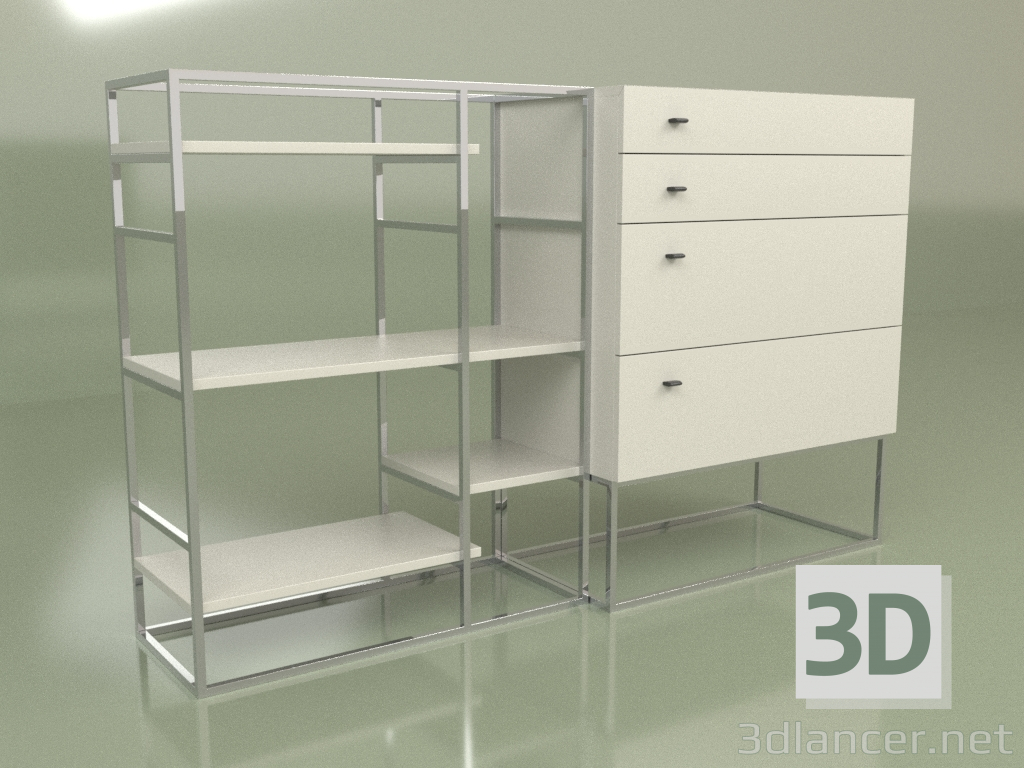 3D Modell Regal mit Schubladen Lf 350 (Esche) - Vorschau