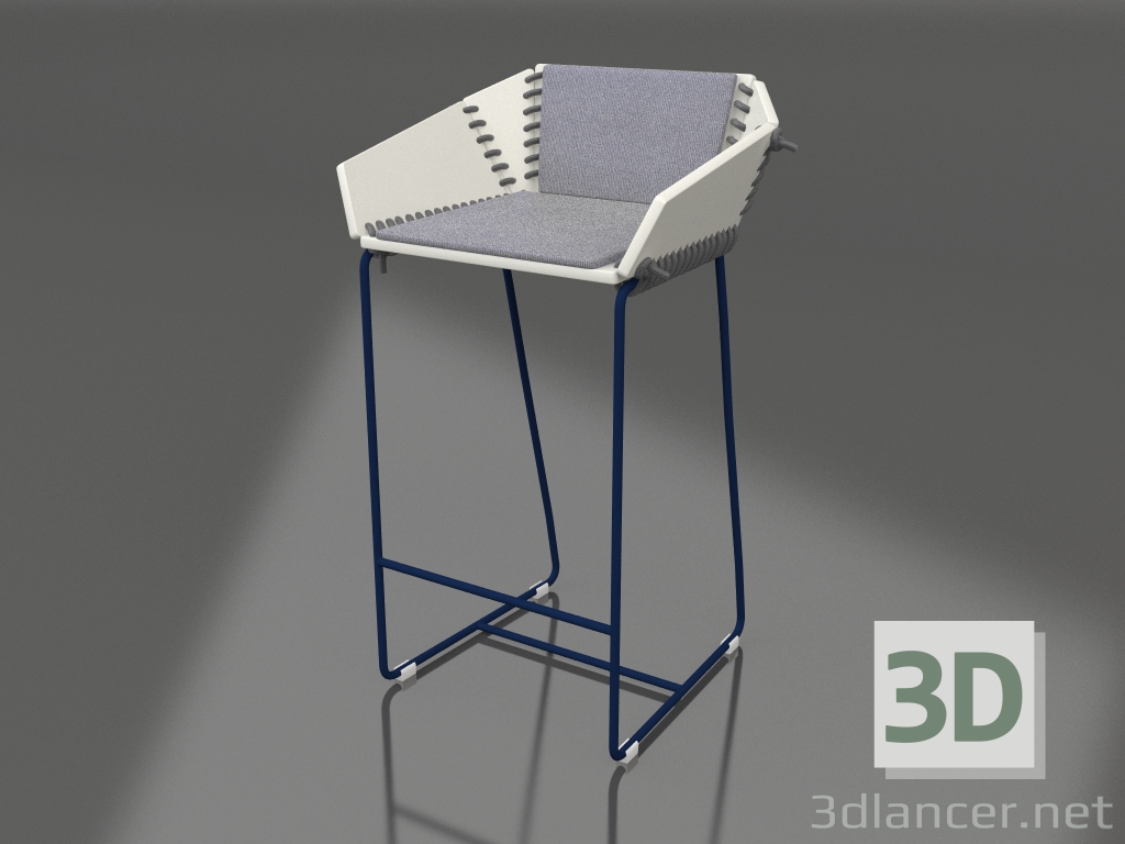 modèle 3D Chaise semi-bar avec dossier (Bleu nuit) - preview