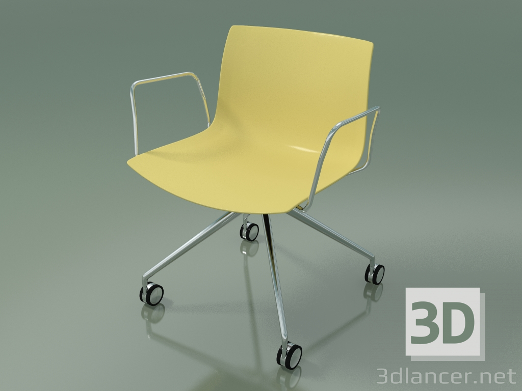 3d model Silla 2055 (4 ruedas, con reposabrazos, LU1, polipropileno PO00415) - vista previa