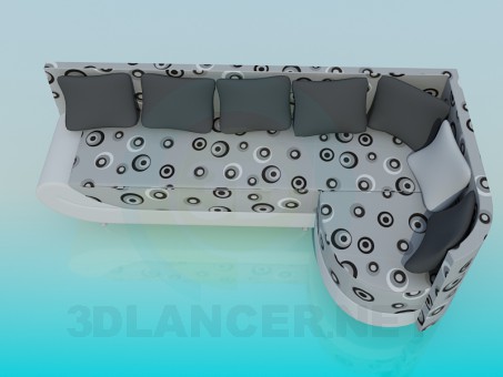 3D Modell Ecksofa mit Kissen - Vorschau