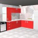 3d model red kitchen - preview