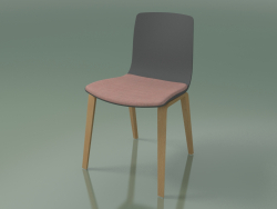 Silla 3979 (4 patas de madera, polipropileno, con cojín de asiento, roble)