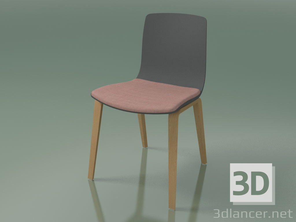 modèle 3D Chaise 3979 (4 pieds en bois, polypropylène, avec coussin d'assise, chêne) - preview