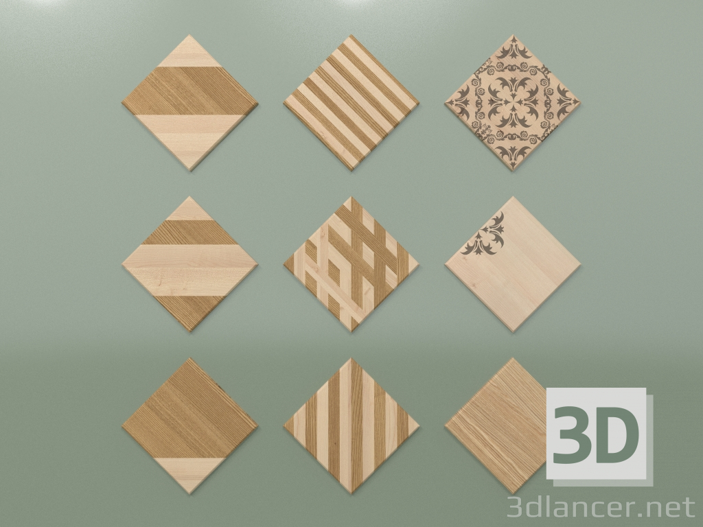 modello 3D Pannello di legno - anteprima