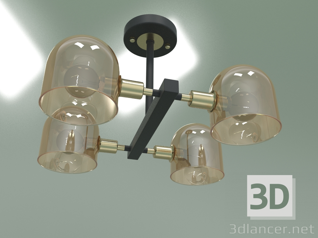 modello 3D Lampadario a soffitto 70103-4 (bronzo-nero) - anteprima