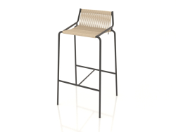 Tabouret de bar Noel H77 (Piètement Noir, Drisse Drapeau Nature)