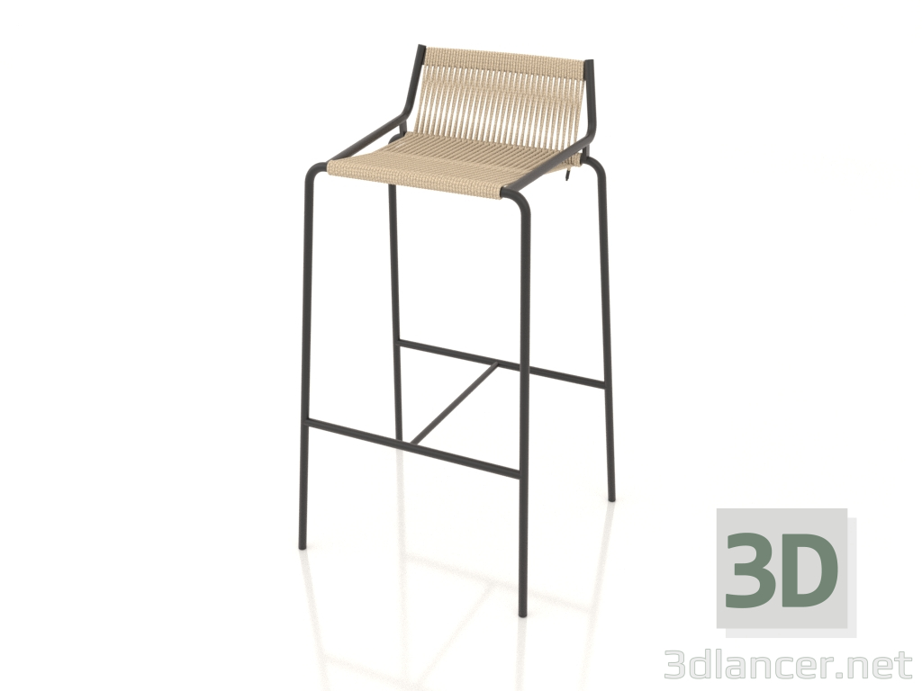 modèle 3D Tabouret de bar Noel H77 (Piètement Noir, Drisse Drapeau Nature) - preview