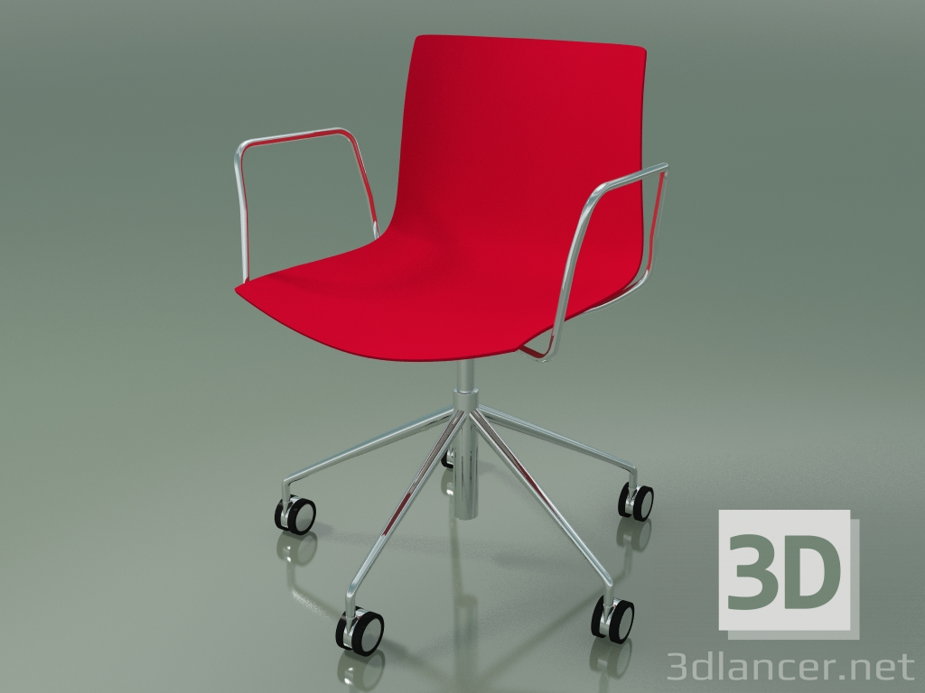 3d model Chair 0294 (5 castors, with armrests, without upholstery, polypropylene PO00104) - preview